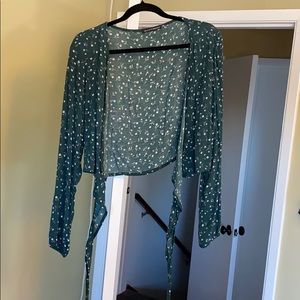 Brandy Melville Flower print wrap tie top